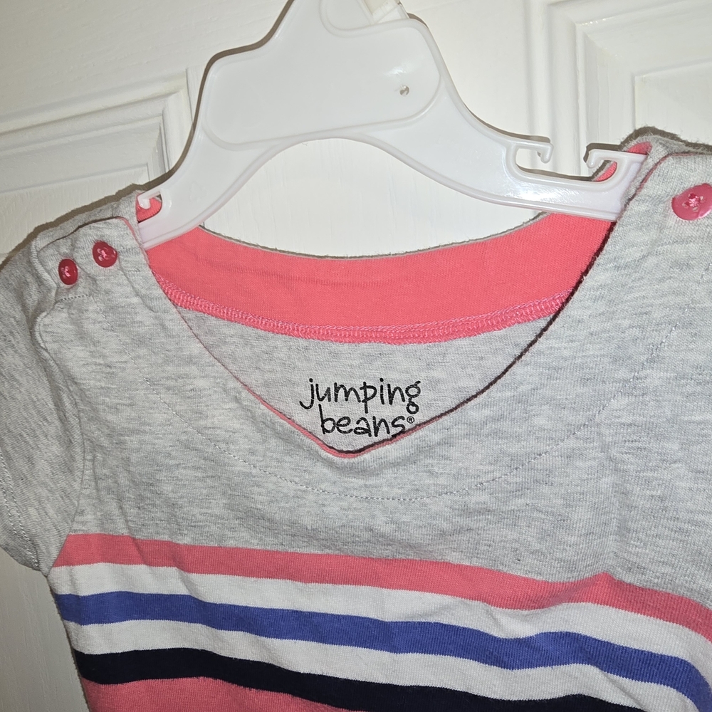🔵Jumping Beans Striped Kids Dress - Gray and Pink